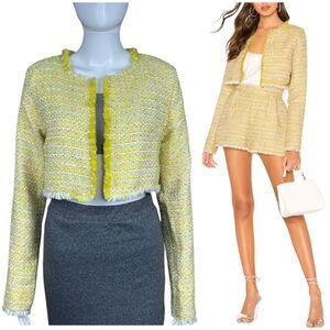 Lovers + Friends Analee Tweed Open Jacket Blazer Small Preppy Old Money Academia